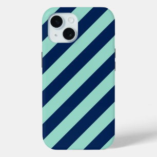 Diagonaal Mint Green en Blauwe Zeevlekken iPhone 15 Case