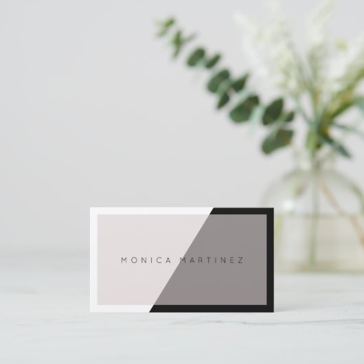 Diagonaal modern elegant gespleten parelzwart visitekaartje (Staand voorkant)