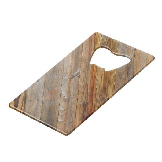 Diagonaal monogram hout creditkaart flessenopener (Achterkant Gekanteld)
