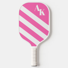Diagonaal monogram warm roze strips pickleball paddle