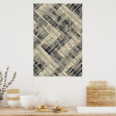 Diagonaal mozaïekraster: neutrale geometrische Teg Poster (Keuken)