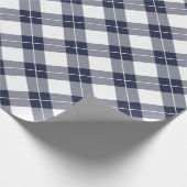 Diagonaal Navy Blauw en Wit Plaid Patroon Cadeaupapier (Hoek)