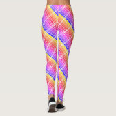 Diagonaal Neon Plaid Streep Gradiënt Leggings (Achterkant)