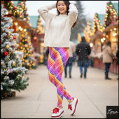 Diagonaal Neon Plaid Streep Gradiënt Leggings