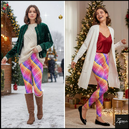 Diagonaal Neon Plaid Streep Gradiënt Leggings