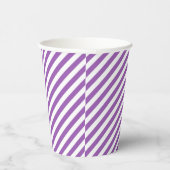 Diagonaal paars en witte strepenpatroon papieren bekers (Rechts)