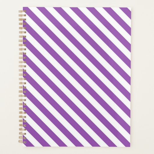 Diagonaal paars en witte strepenpatroon planner (Voorkant)