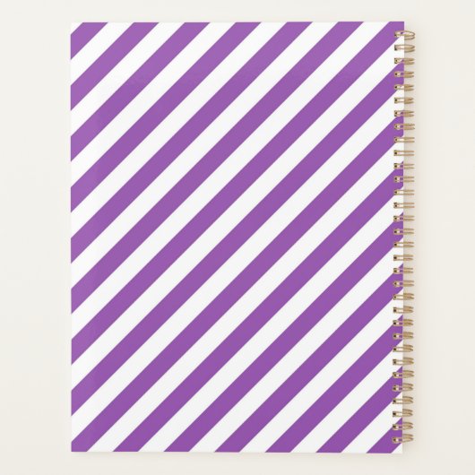 Diagonaal paars en witte strepenpatroon planner (Achterkant)