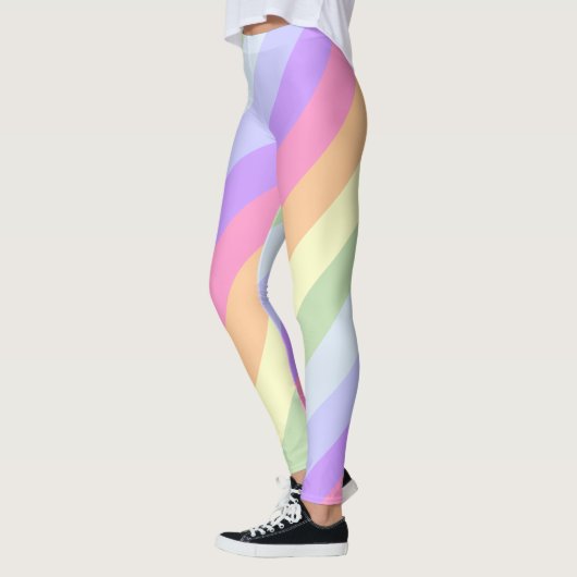 Diagonaal-pasteelregenboogstrips Leggings (Links)