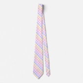 Diagonaal Pastel Rainbow Checkerboard Stropdas (Voorkant)