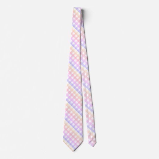 Diagonaal Pastel Rainbow Checkerboard Stropdas (Voorkant)