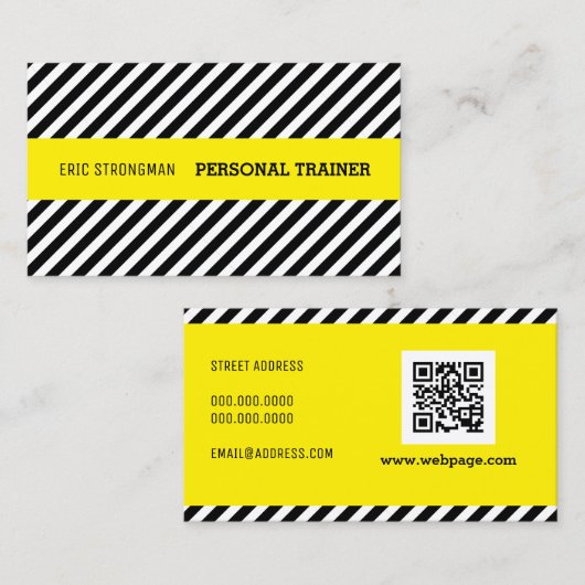 Diagonaal patroon en band visitekaartje (Voorkant / Achterkant)