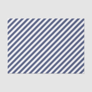 Diagonaal patroon van marineblauwe en witte strepe tissuepapier