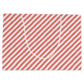Diagonaal patroon van roze en witte strepen groot cadeauzakje (Achterkant)