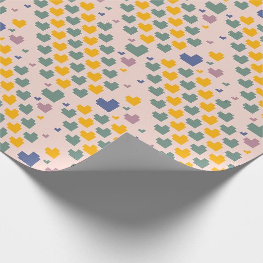 Diagonaal Pixel Hartpatroon Cadeaupapier (Hoek)