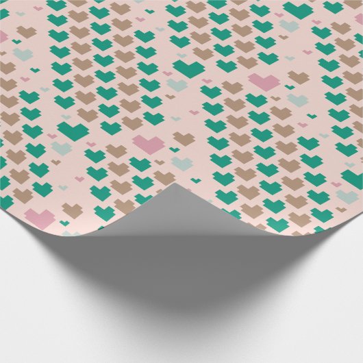 Diagonaal Pixel Hartpatroon Cadeaupapier (Hoek)