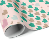 Diagonaal Pixel Hartpatroon Cadeaupapier (Rol Hoek)