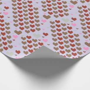 Diagonaal Pixel Hartpatroon Cadeaupapier
