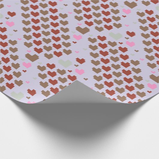 Diagonaal Pixel Hartpatroon Cadeaupapier (Hoek)