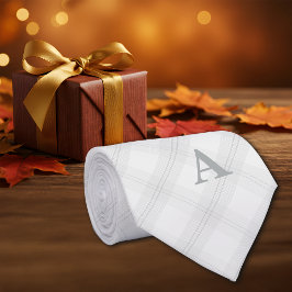 Diagonaal Plaid Grijs Eenvoudig Personaliseer Init Stropdas