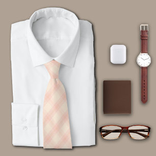 Diagonaal Plaid Roze Eenvoudig Personaliseer Initi Stropdas