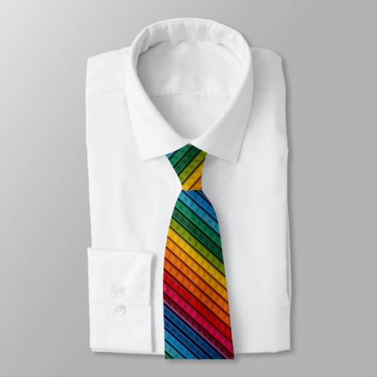 Diagonaal plastic regenboog stenen stropdas (Gebonden)