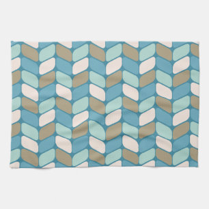  diagonaal rechthoeken Licht Blauw Goud Wit Theedoek