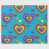 diagonaal regenboogharten inpakpapier (Vlak)