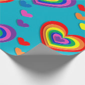 diagonaal regenboogharten inpakpapier (Hoek)