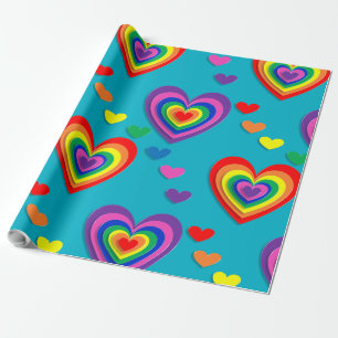 diagonaal regenboogharten inpakpapier