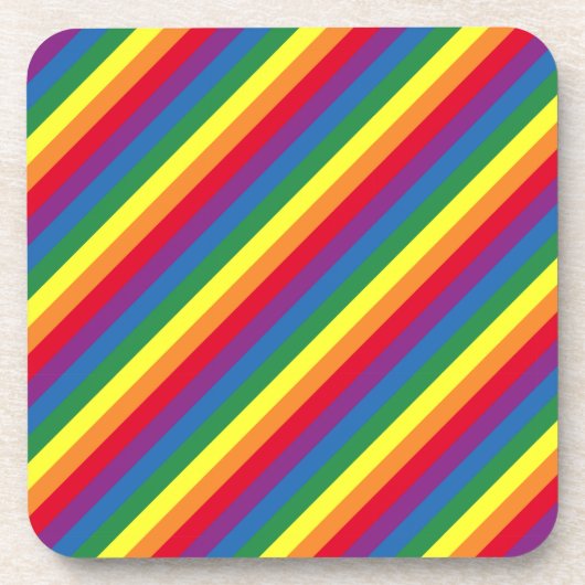 Diagonaal regenboogpatroon bier onderzetter (Voorkant)