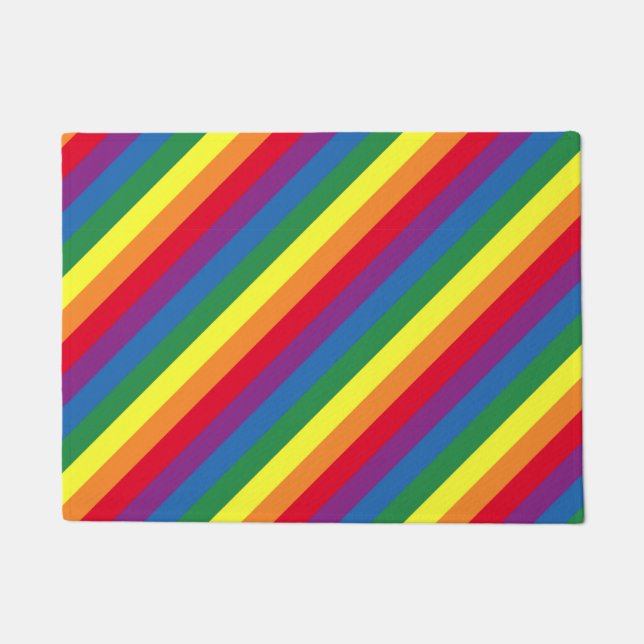 Diagonaal regenboogpatroon deurmat (Voorkant)