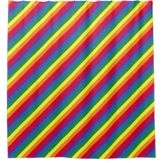 Diagonaal regenboogpatroon douchegordijn (Voorkant)