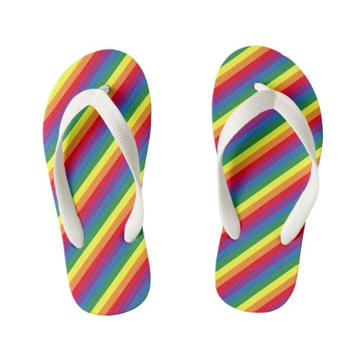 Diagonaal regenboogpatroon kinder teenslippers (Voetbed)