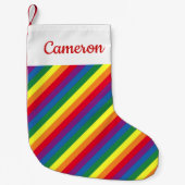 Diagonaal regenboogpatroon kleine kerstsok (Voorkant)