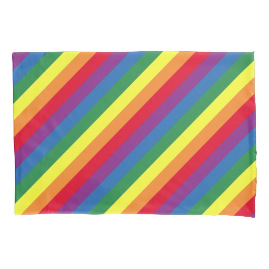 Diagonaal regenboogpatroon kussensloop (Voorkant-Links)