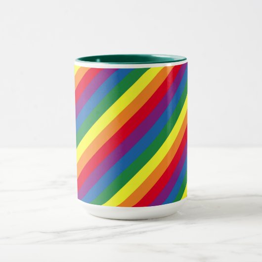 Diagonaal regenboogpatroon mok (Midden)