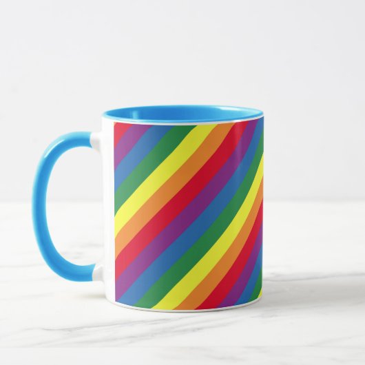 Diagonaal regenboogpatroon mok (Links)