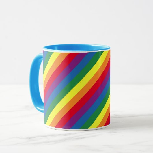 Diagonaal regenboogpatroon mok (Voorkant links)