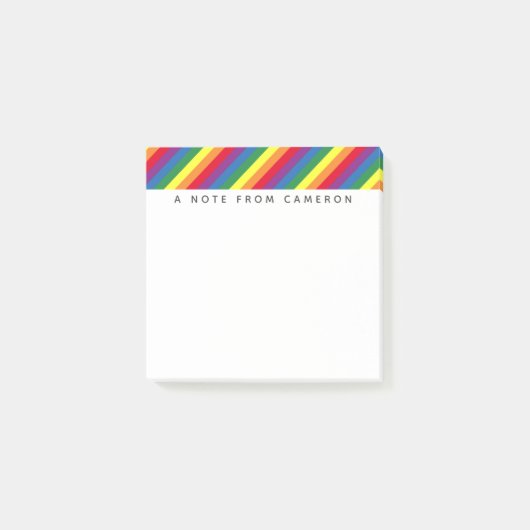 Diagonaal regenboogpatroon post-it® notes (Voorkant)