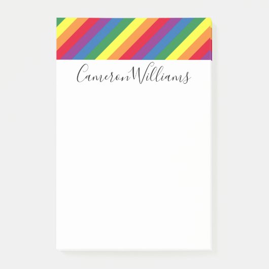 Diagonaal regenboogpatroon post-it® notes (Voorkant)