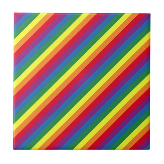 Diagonaal regenboogpatroon tegeltje (Voorkant)