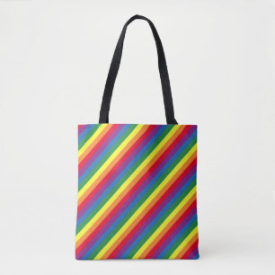 Diagonaal regenboogpatroon tote bag