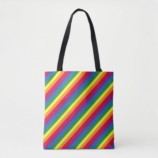 Diagonaal regenboogpatroon tote bag (Voorkant)