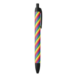 Diagonaal regenboogpatroon zwarte inkt pen