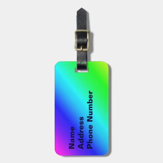 Diagonaal regenboogverloopblauw naar groen bagagelabel (Voorkant verticaal)