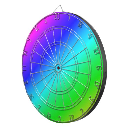Diagonaal regenboogverloopblauw naar groen dartbord (Voorkant Rechts)