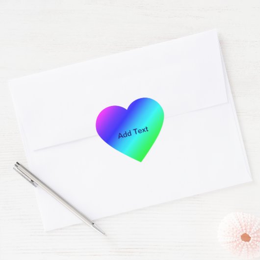 Diagonaal regenboogverloopblauw naar groen hart sticker (Envelop)