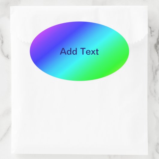 Diagonaal regenboogverloopblauw naar groen ovale sticker (Tas)