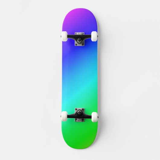Diagonaal regenboogverloopblauw naar groen persoonlijk skateboard (Voorkant)